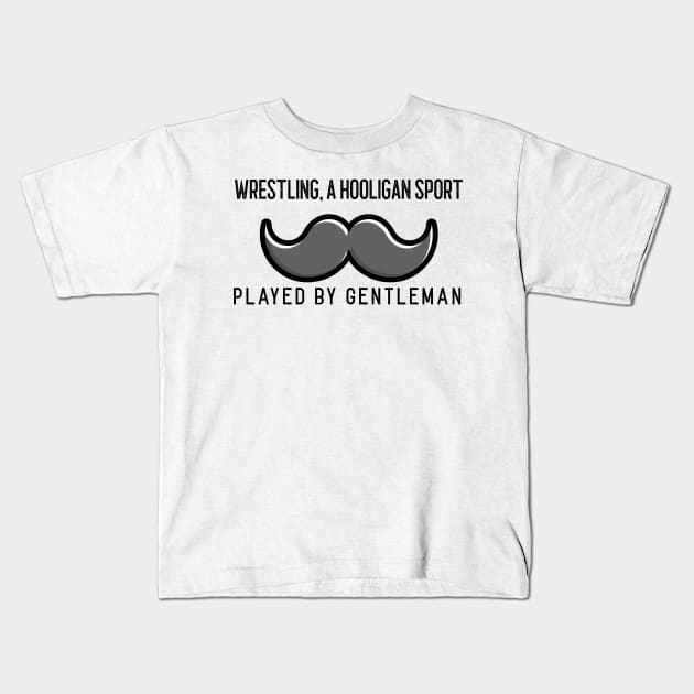 Funny Wrestling And Moustache Design Kids T-Shirt by Big Jack Tees